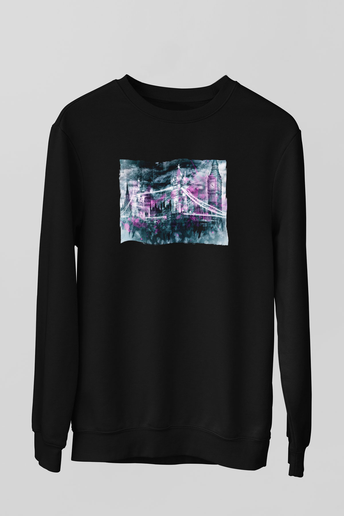 Kule Köprüsü Siyah Unisex Sweatshirt