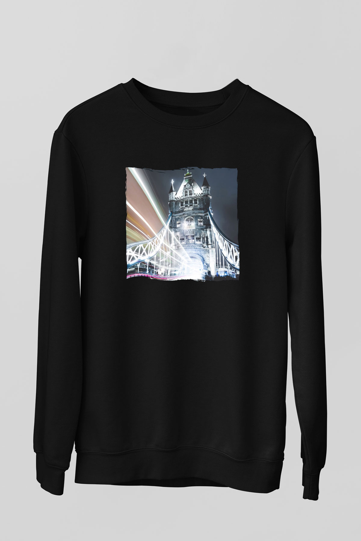 Kule Köprüsü Siyah Unisex Sweatshirt