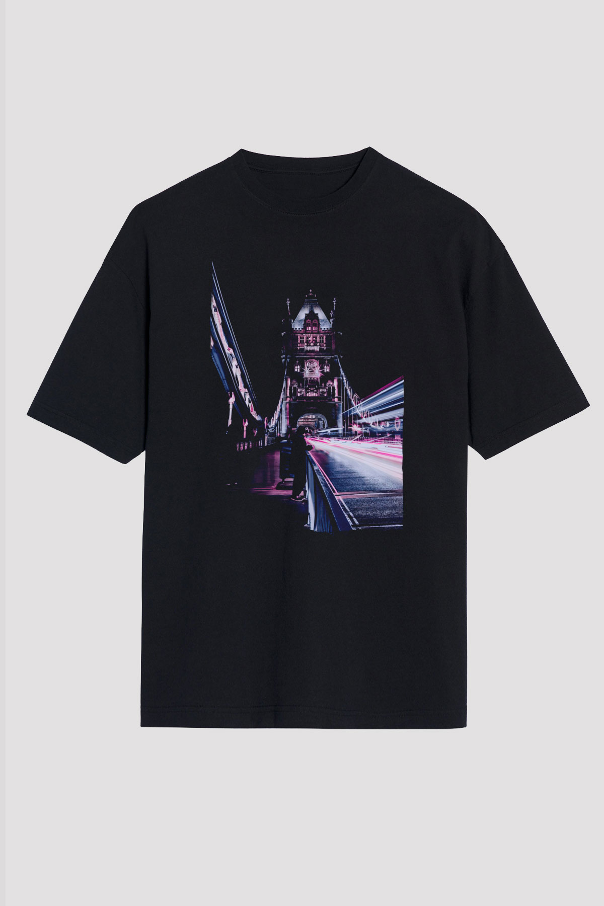 Kule Köprüsü Siyah Unisex Tişört T-Shirt - TişörtFabrikası