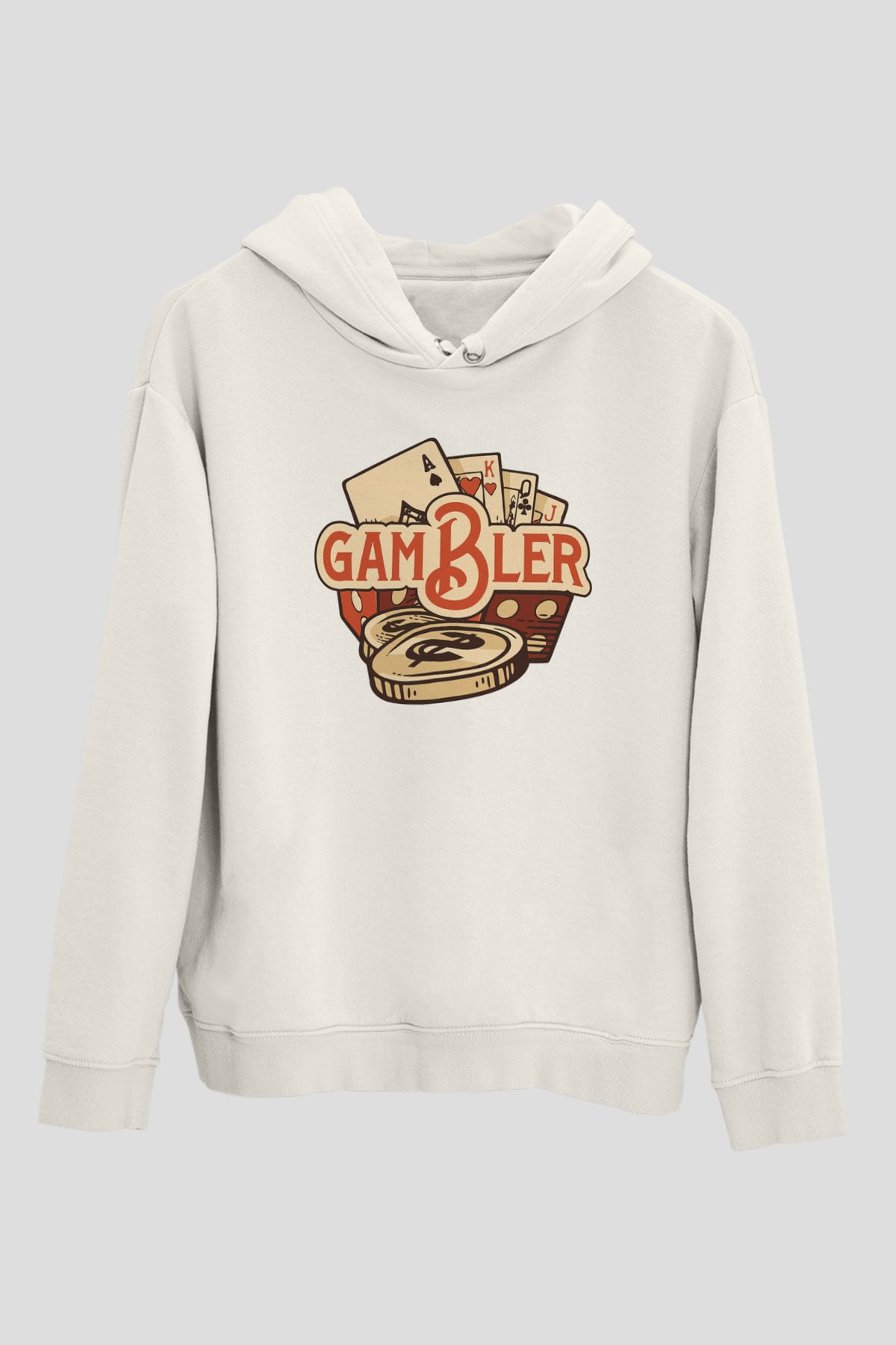 Kumarbaz Beyaz Unisex Kapüşonlu Sweatshirt