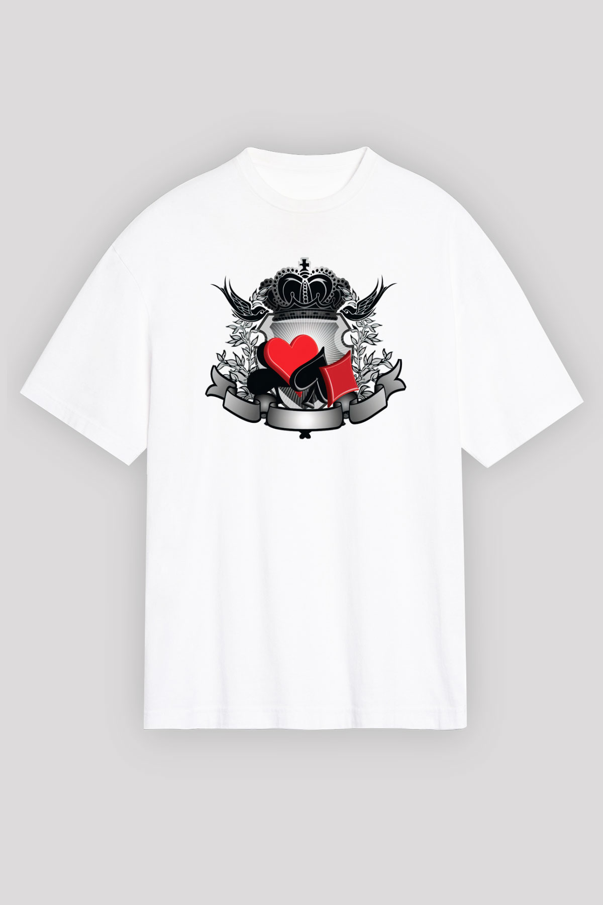 Kumarbaz Beyaz Unisex Oversize Tişört T-Shirt