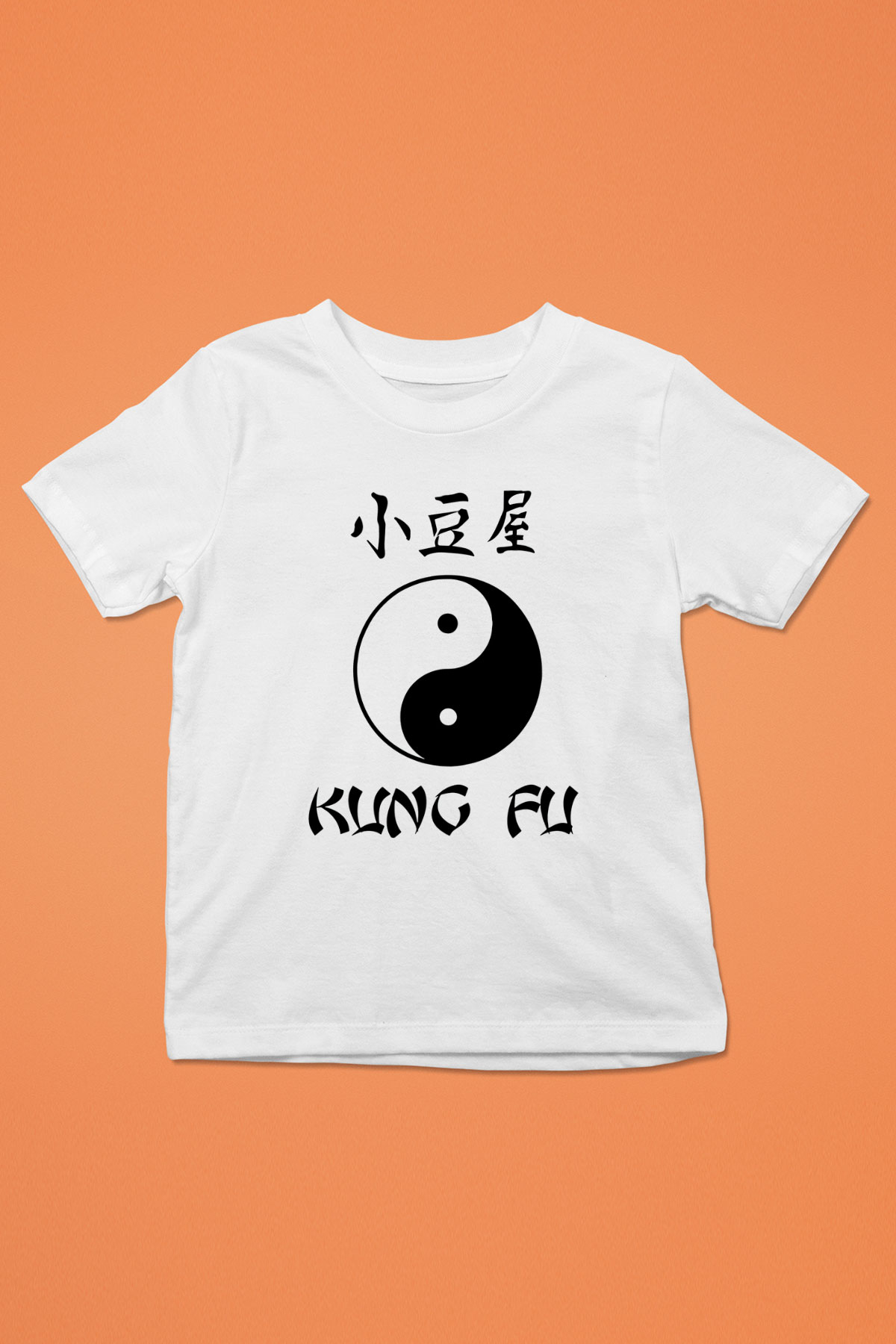 Kung Fu Baskılı Beyaz Unisex Çocuk Tişört