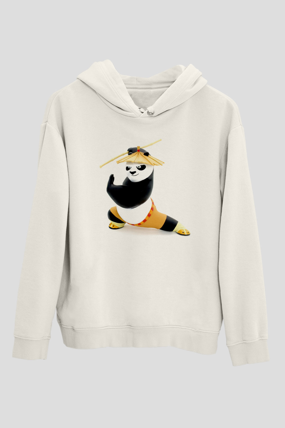 Kung Fu Beyaz Unisex Kapüşonlu Sweatshirt