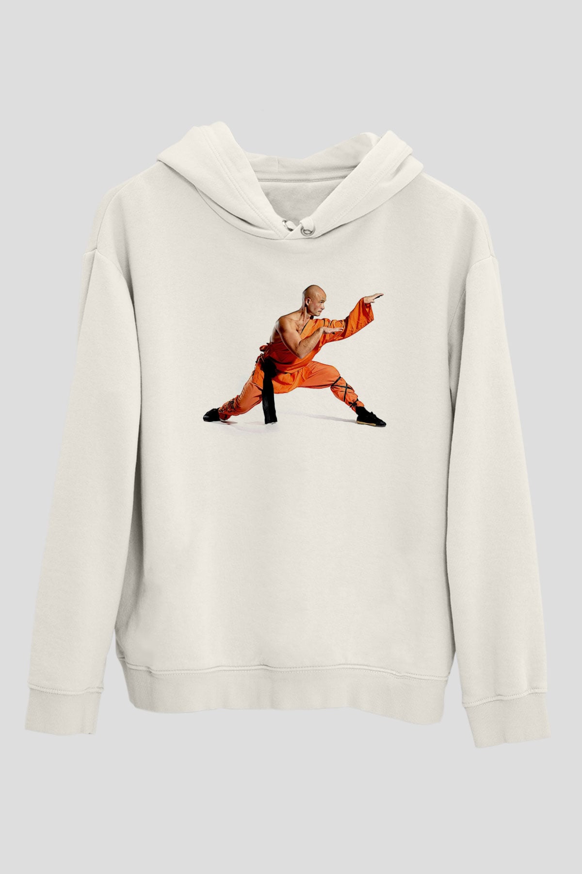 Kung Fu Beyaz Unisex Kapüşonlu Sweatshirt