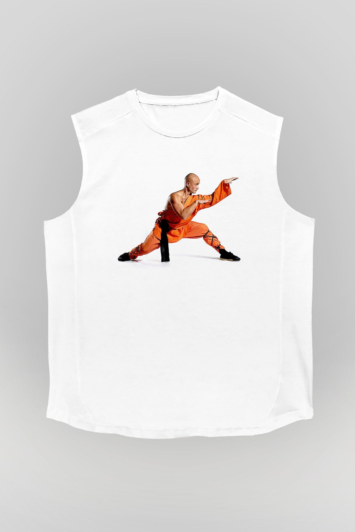 Kung Fu Beyaz Unisex Kolsuz Tişört