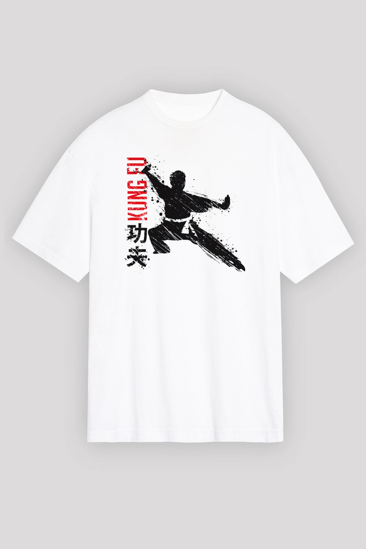 Kung Fu Beyaz Unisex Oversize Tişört T-Shirt