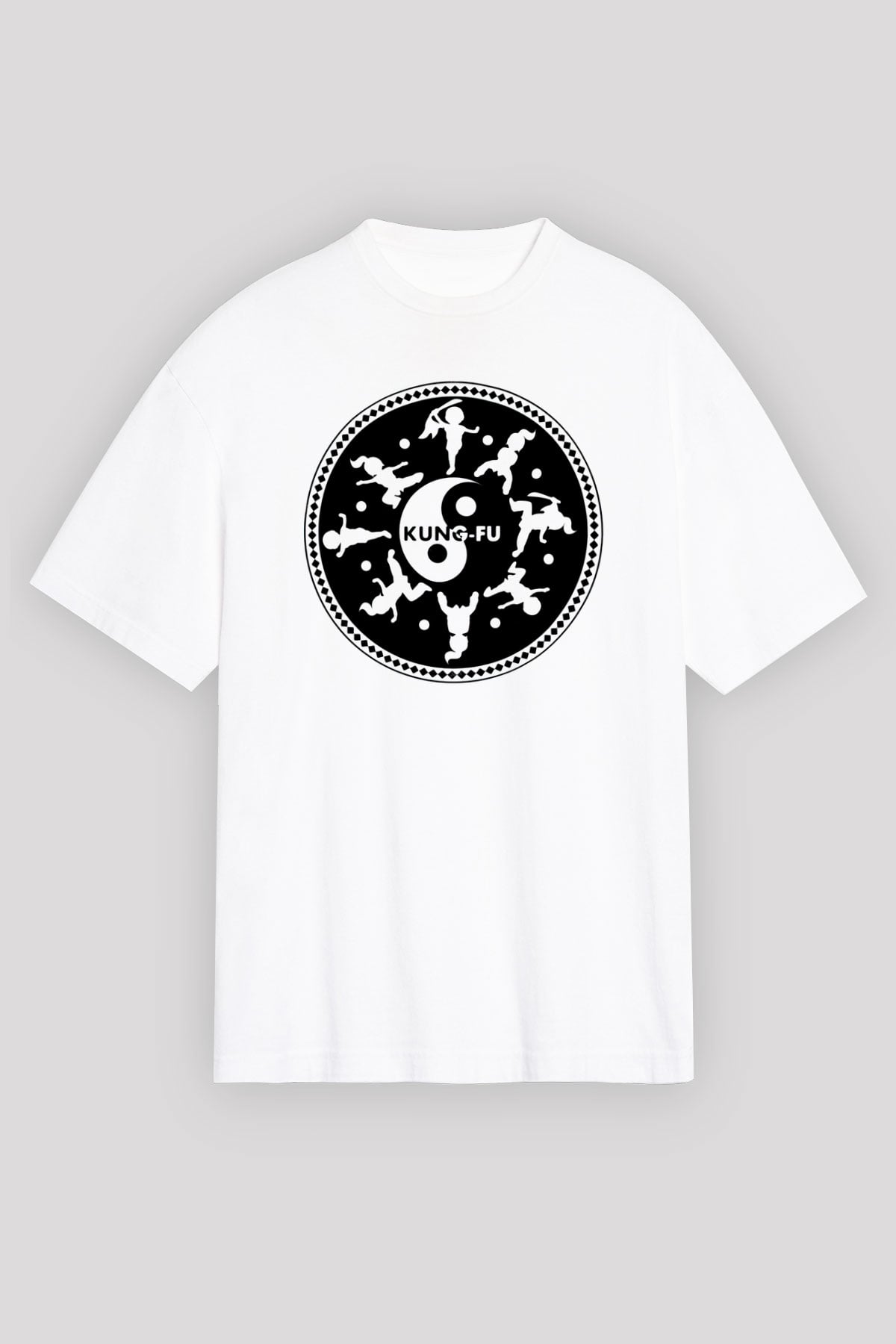 Kung Fu Beyaz Unisex Oversize Tişört T-Shirt