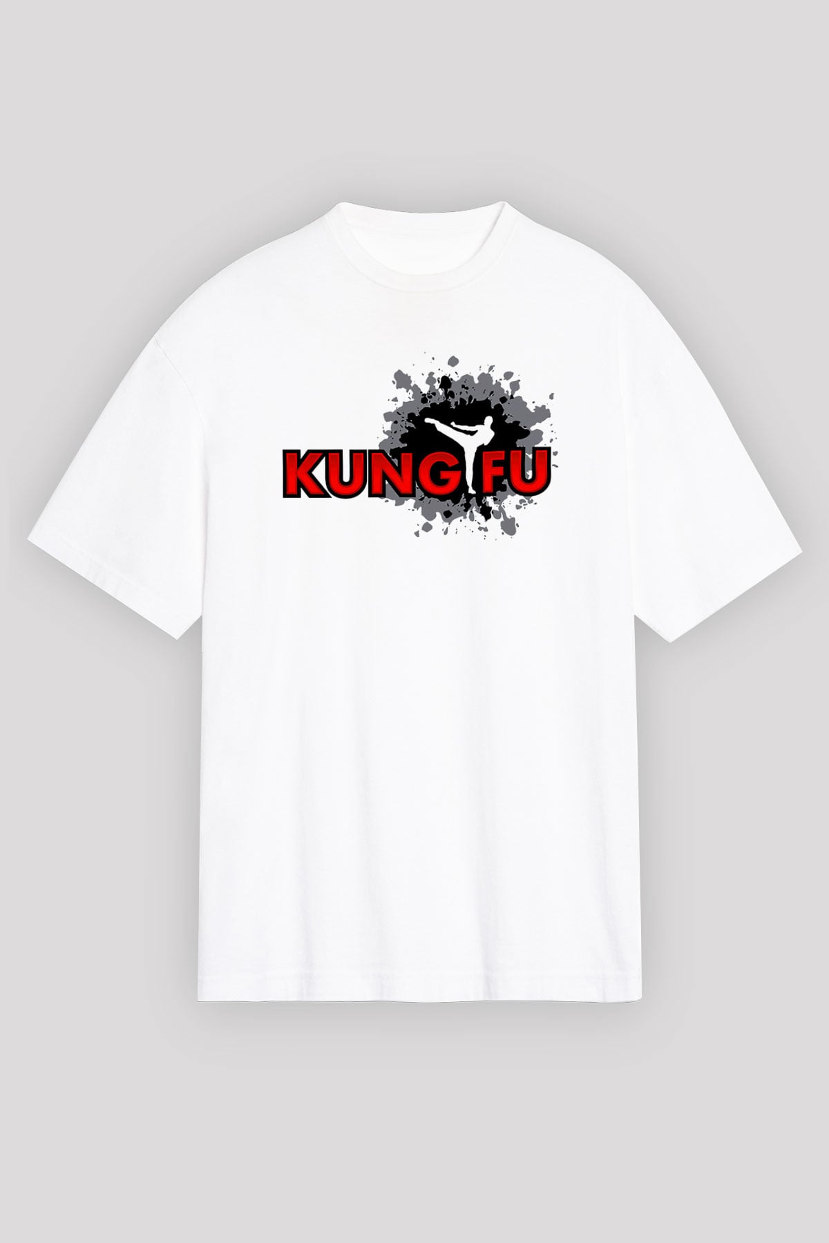 Kung Fu Beyaz Unisex Oversize Tişört T-Shirt