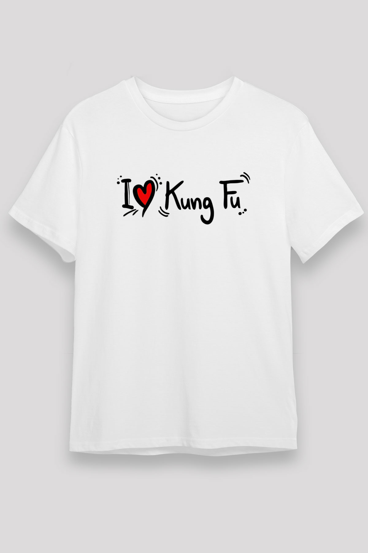 Kung Fu Beyaz Unisex Tişört T-Shirt - TişörtFabrikası