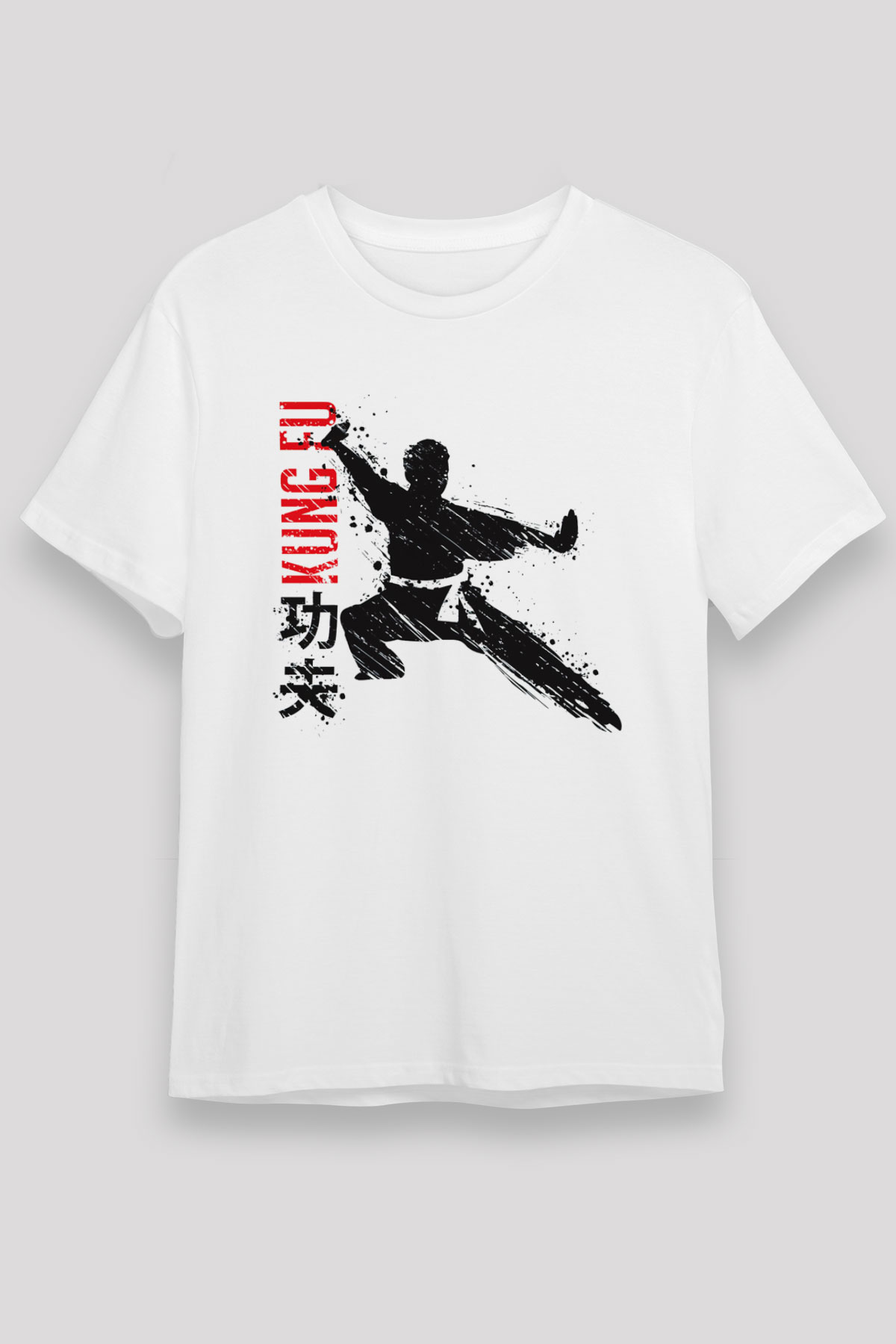 Kung Fu Beyaz Unisex Tişört T-Shirt - TişörtFabrikası