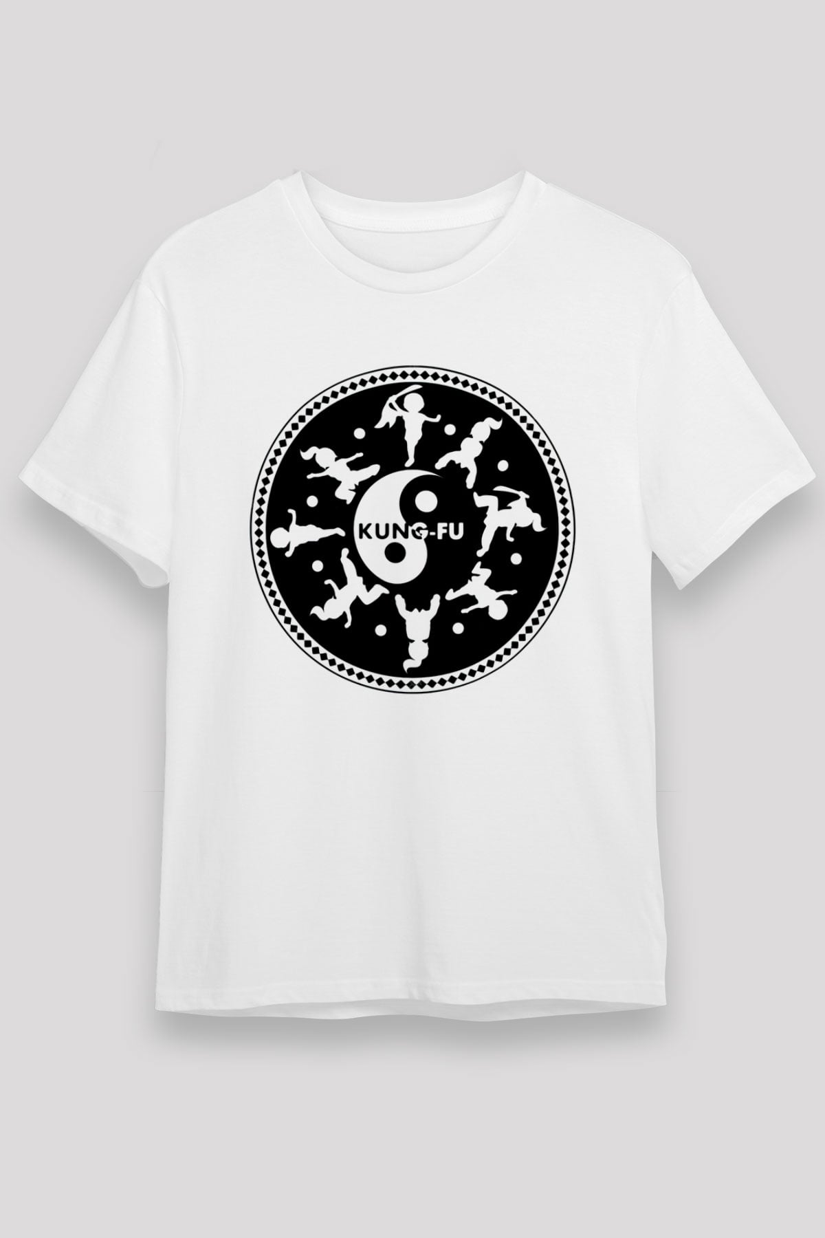 Kung Fu Beyaz Unisex Tişört T-Shirt - TişörtFabrikası