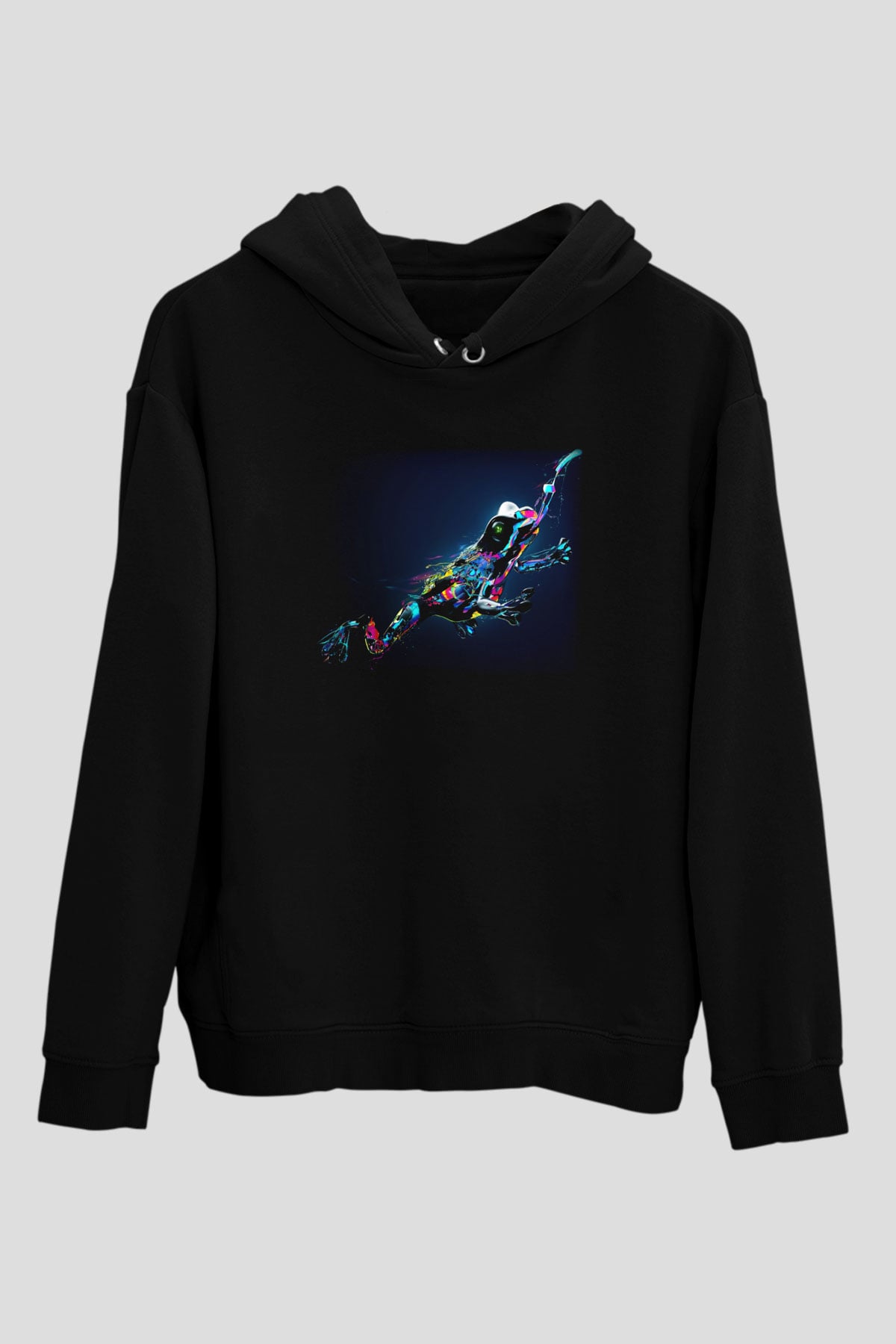 Kurbağa Siyah Unisex Hoodie