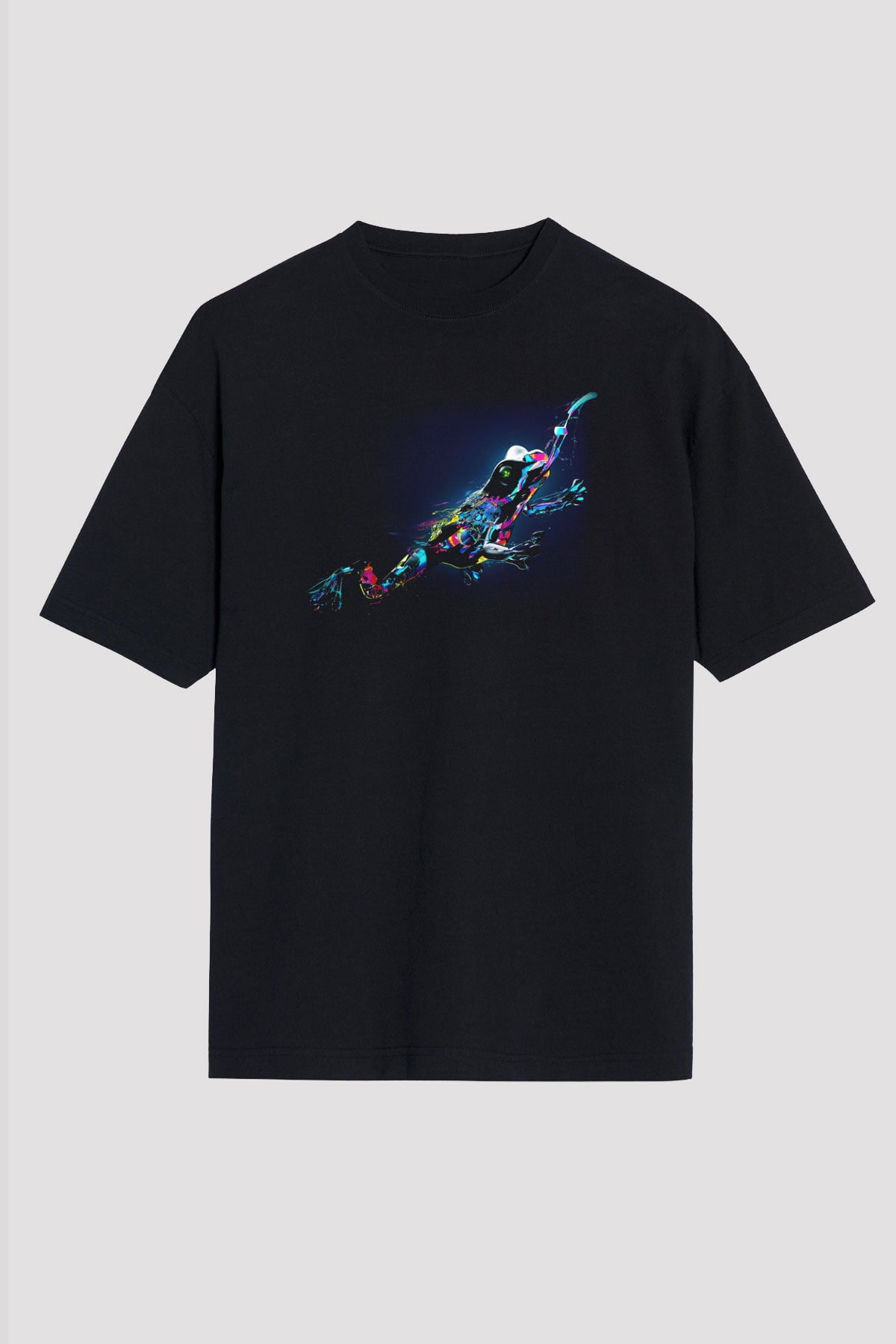 Kurbağa Siyah Unisex Oversize Tişört T-Shirt
