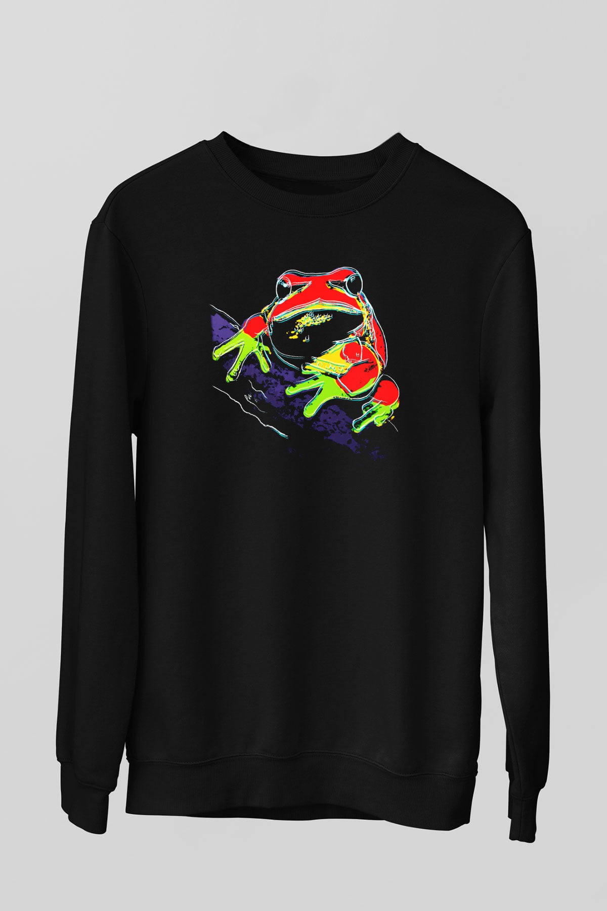 Kurbağa Siyah Unisex Sweatshirt