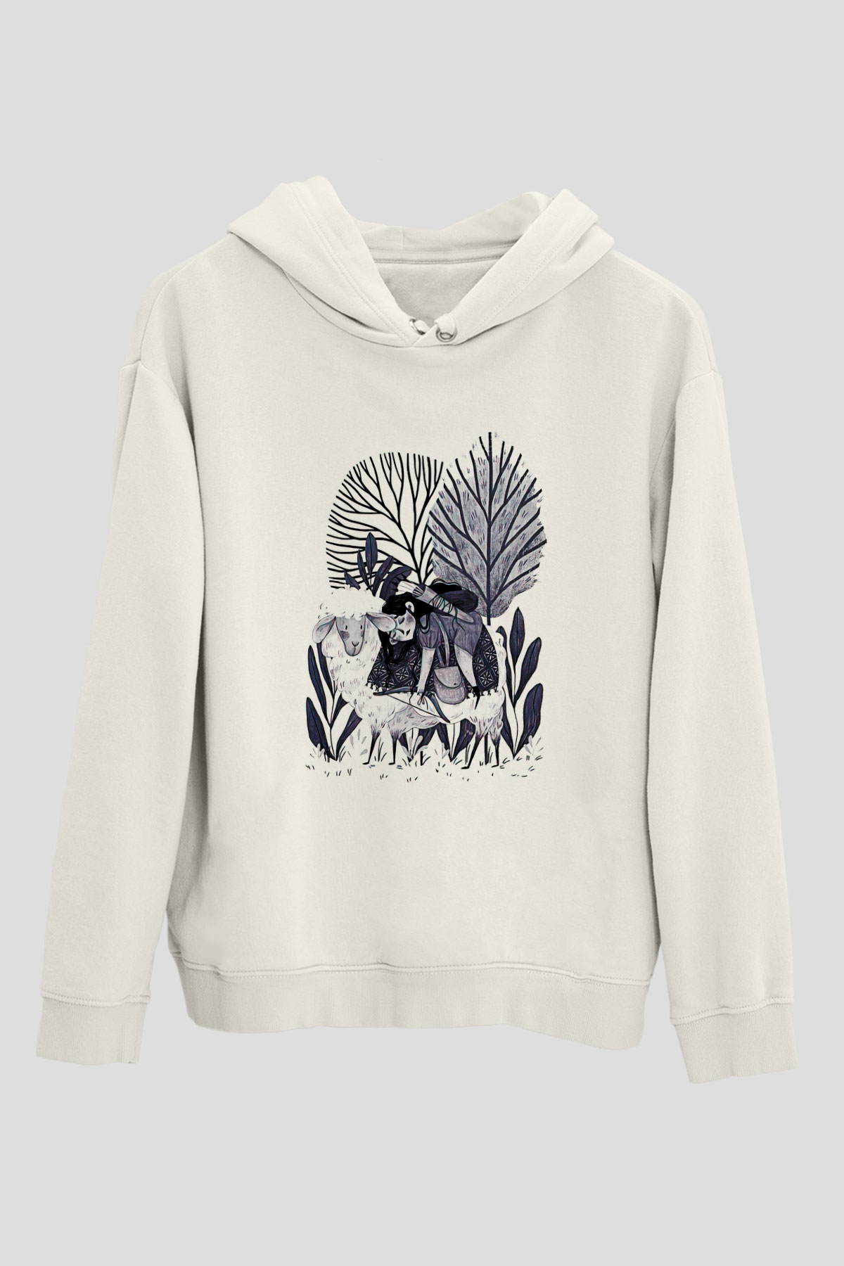 Kurban Bayramı Baskılı Beyaz Unisex Kapüşonlu Sweatshirt