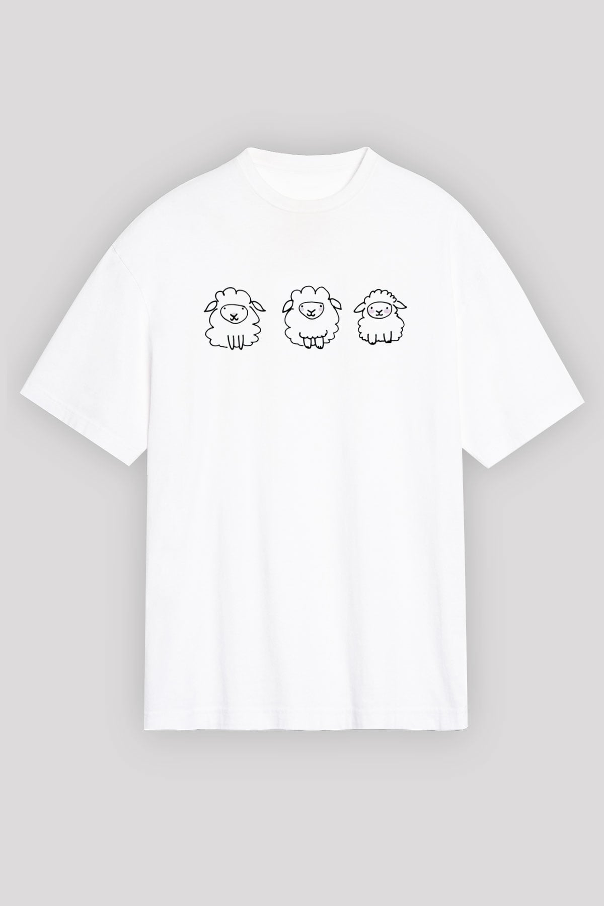 Kurban Bayramı Baskılı Beyaz Unisex Oversize Tişört - Tshirt