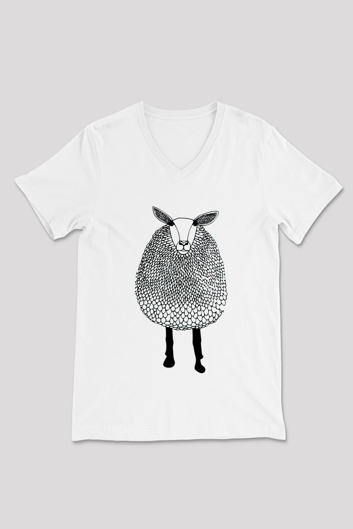 Kurban Bayramı Baskılı Beyaz Unisex V Yaka Tişört - Tshirt