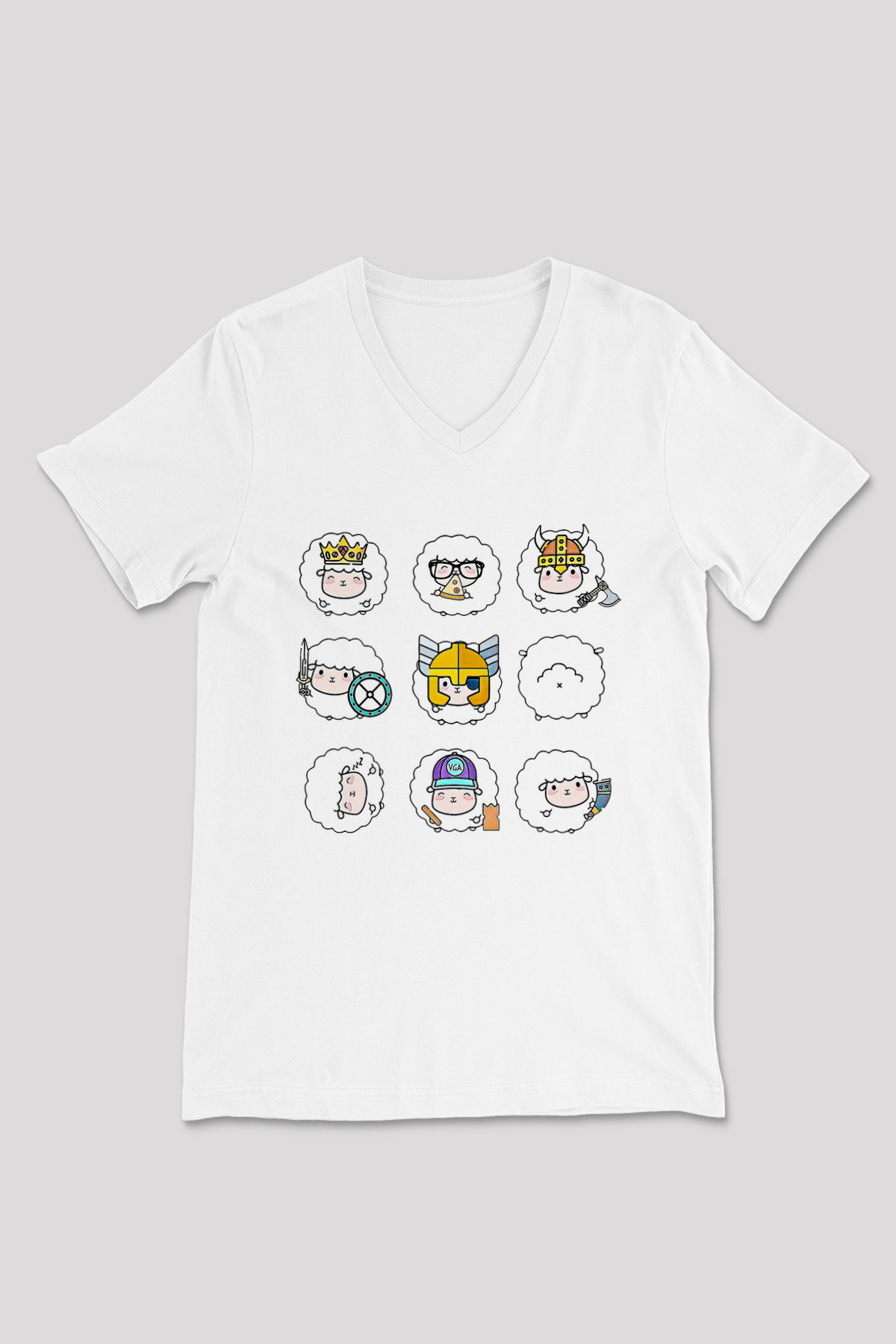 Kurban Bayramı Baskılı Beyaz Unisex V Yaka Tişört - Tshirt