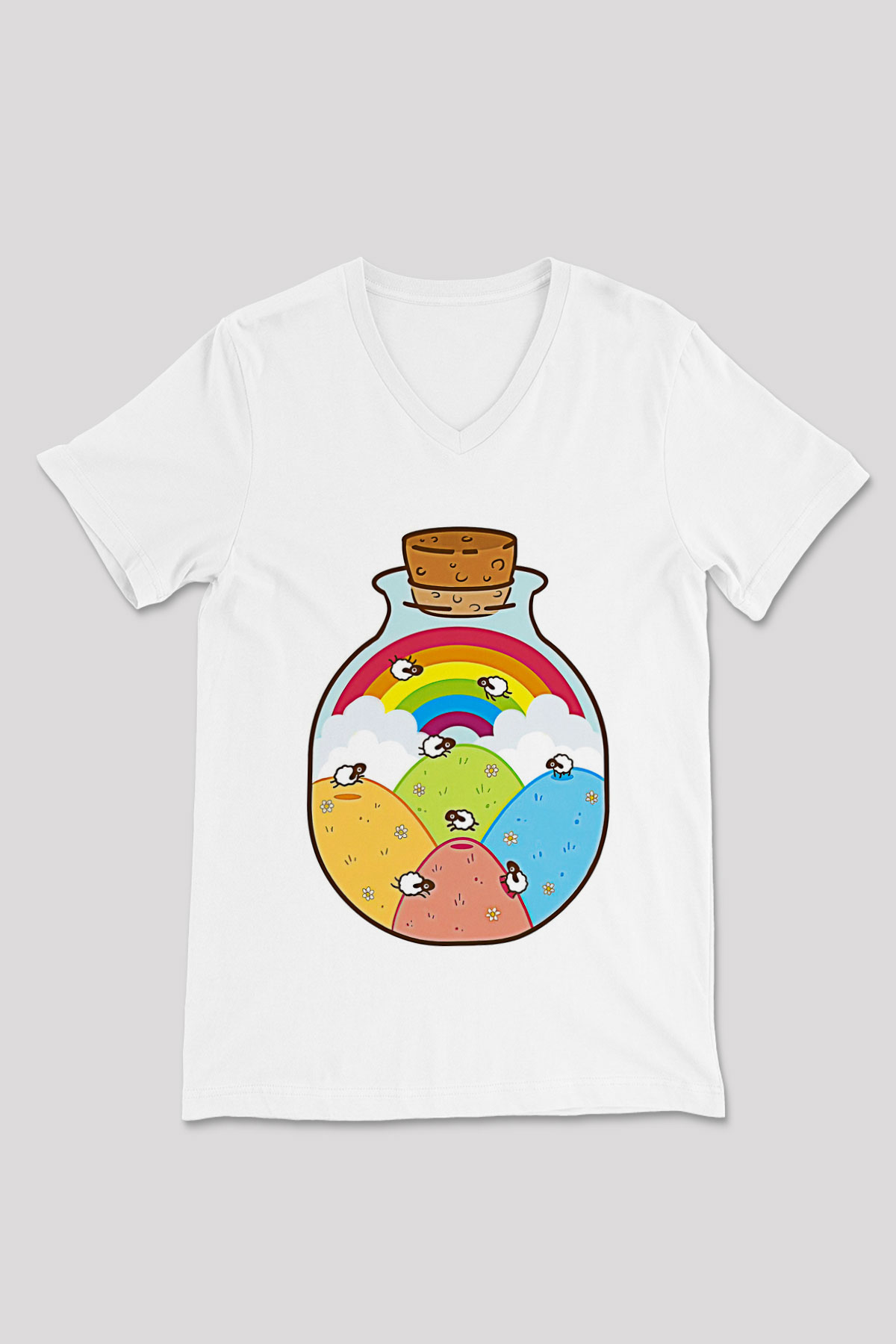 Kurban Bayramı Baskılı Beyaz Unisex V Yaka Tişört - Tshirt