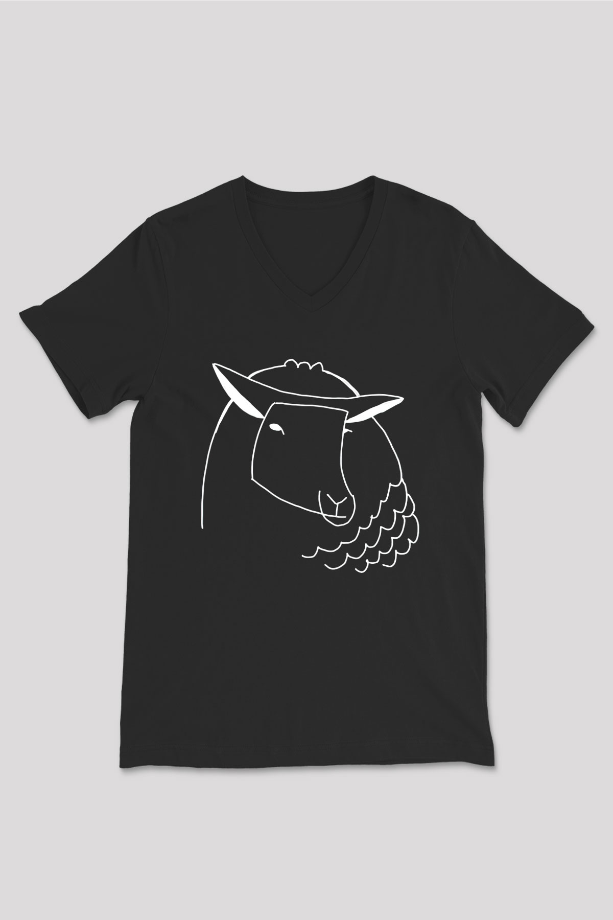 Kurban Bayramı Baskılı Unisex Siyah V Yaka Tişört - Tshirt