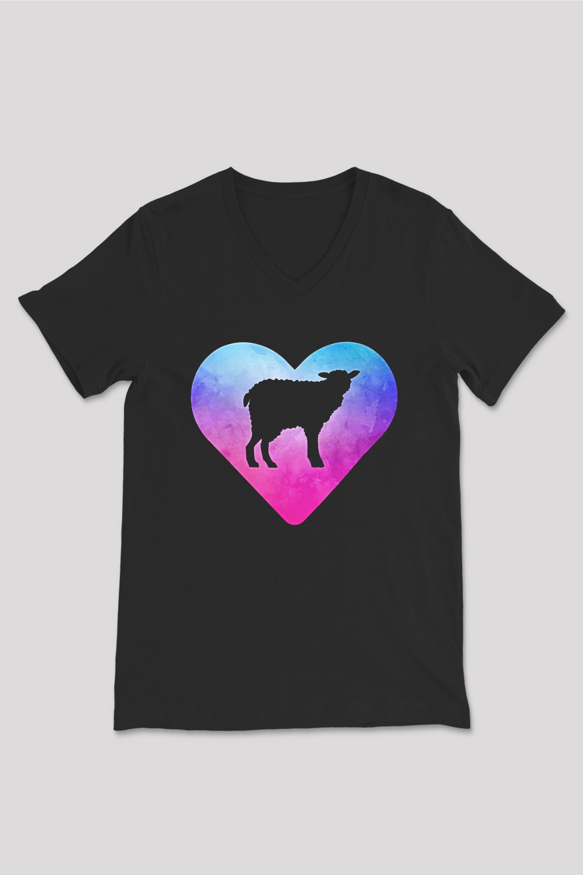 Kurban Bayramı Baskılı Unisex Siyah V Yaka Tişört - Tshirt