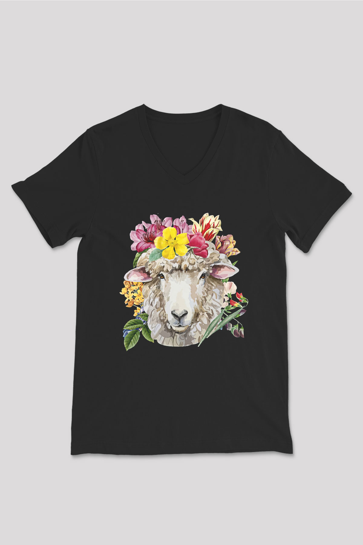 Kurban Bayramı Baskılı Unisex Siyah V Yaka Tişört - Tshirt