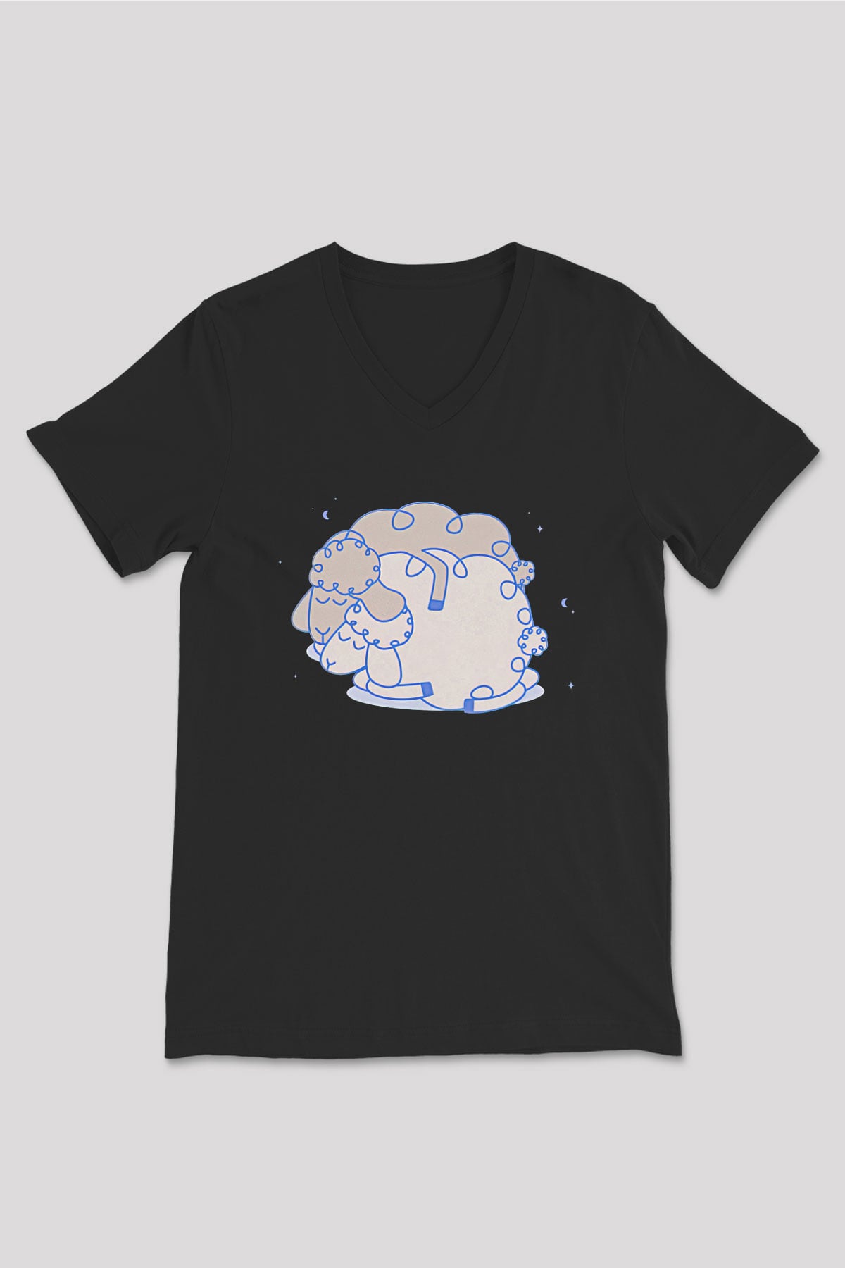 Kurban Bayramı Baskılı Unisex Siyah V Yaka Tişört - Tshirt