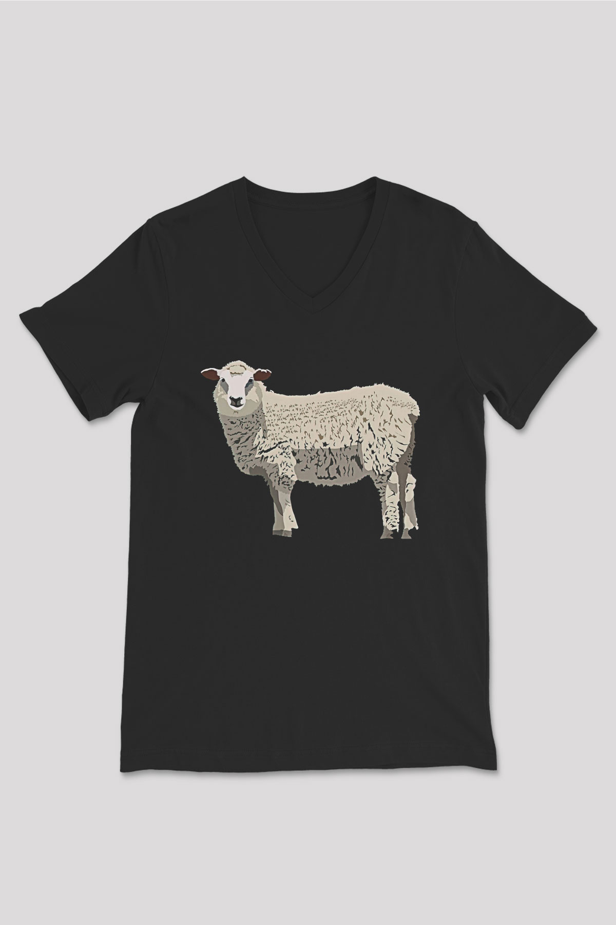 Kurban Bayramı Baskılı Unisex Siyah V Yaka Tişört - Tshirt