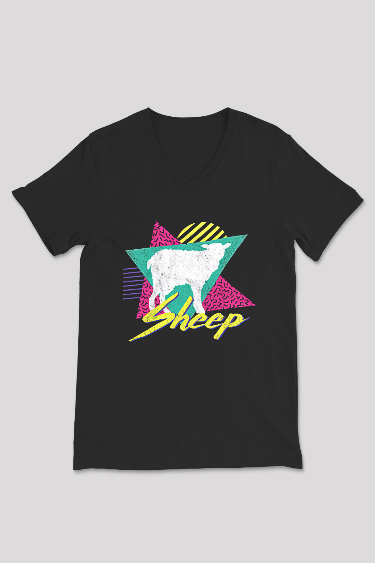 Kurban Bayramı Baskılı Unisex Siyah V Yaka Tişört - Tshirt