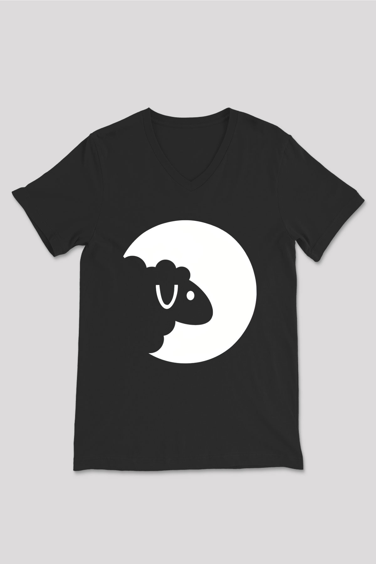 Kurban Bayramı Baskılı Unisex Siyah V Yaka Tişört - Tshirt