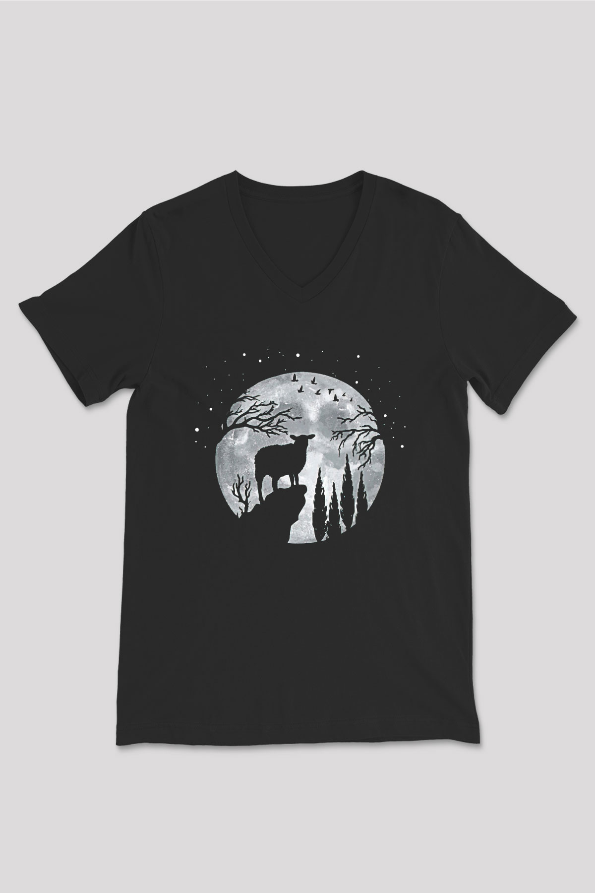 Kurban Bayramı Baskılı Unisex Siyah V Yaka Tişört - Tshirt