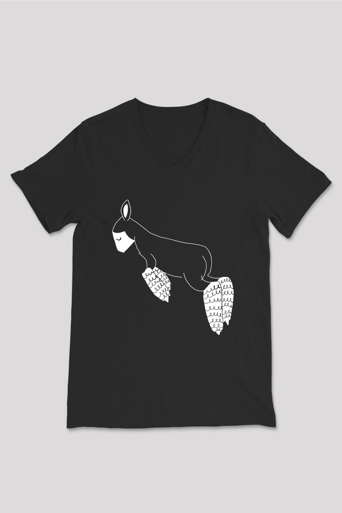 Kurban Bayramı Baskılı Unisex Siyah V Yaka Tişört - Tshirt