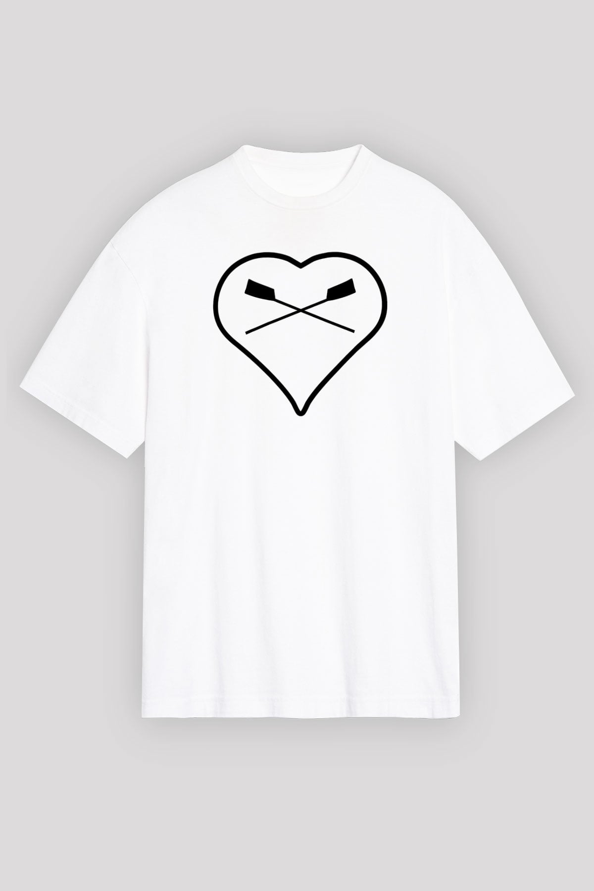 Kürek Baskılı Unisex Beyaz Oversize Tişört - Tshirt