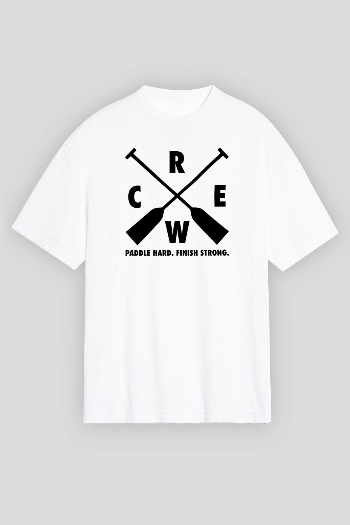 Kürek Baskılı Unisex Beyaz Oversize Tişört - Tshirt