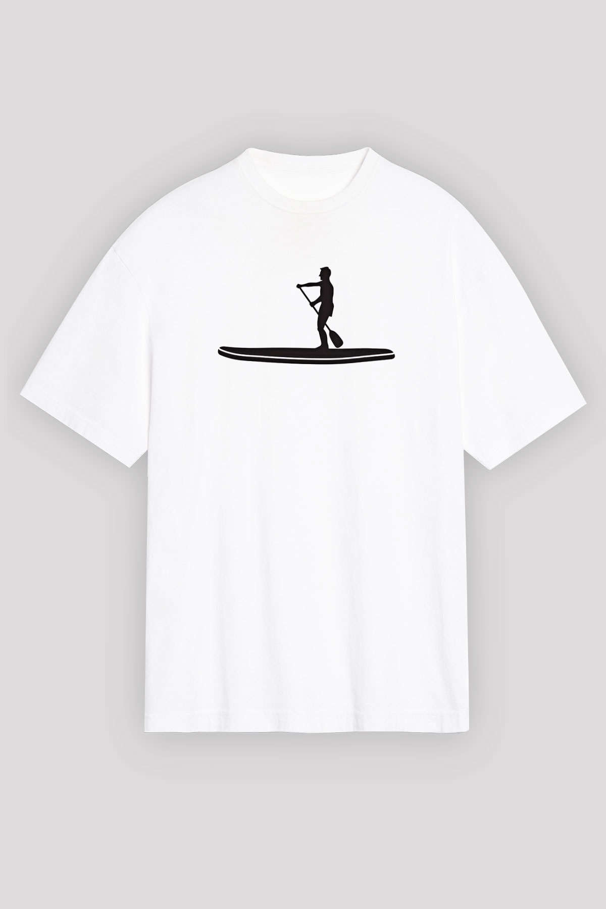 Kürek Baskılı Unisex Beyaz Oversize Tişört - Tshirt