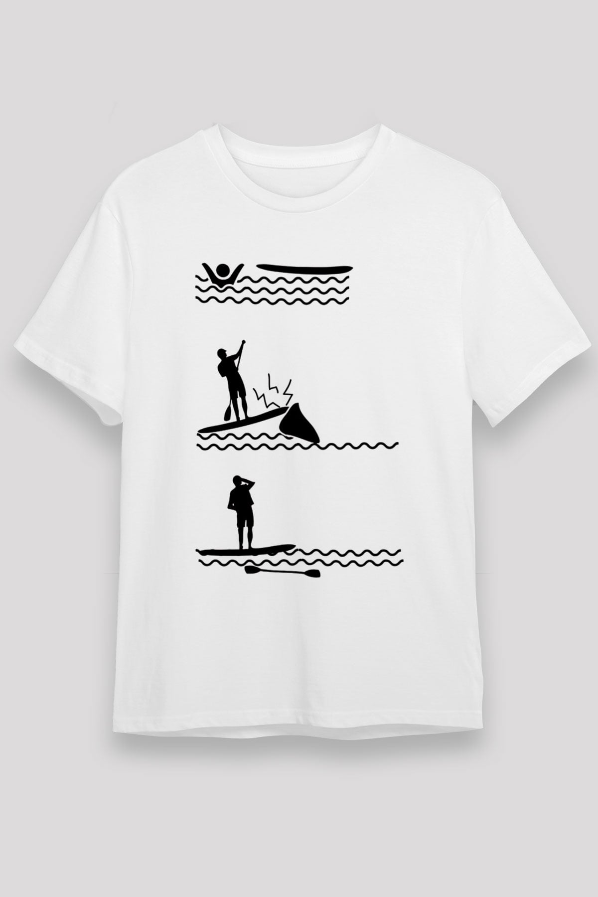 Kürek Baskılı Unisex Beyaz Tişört - Tshirt