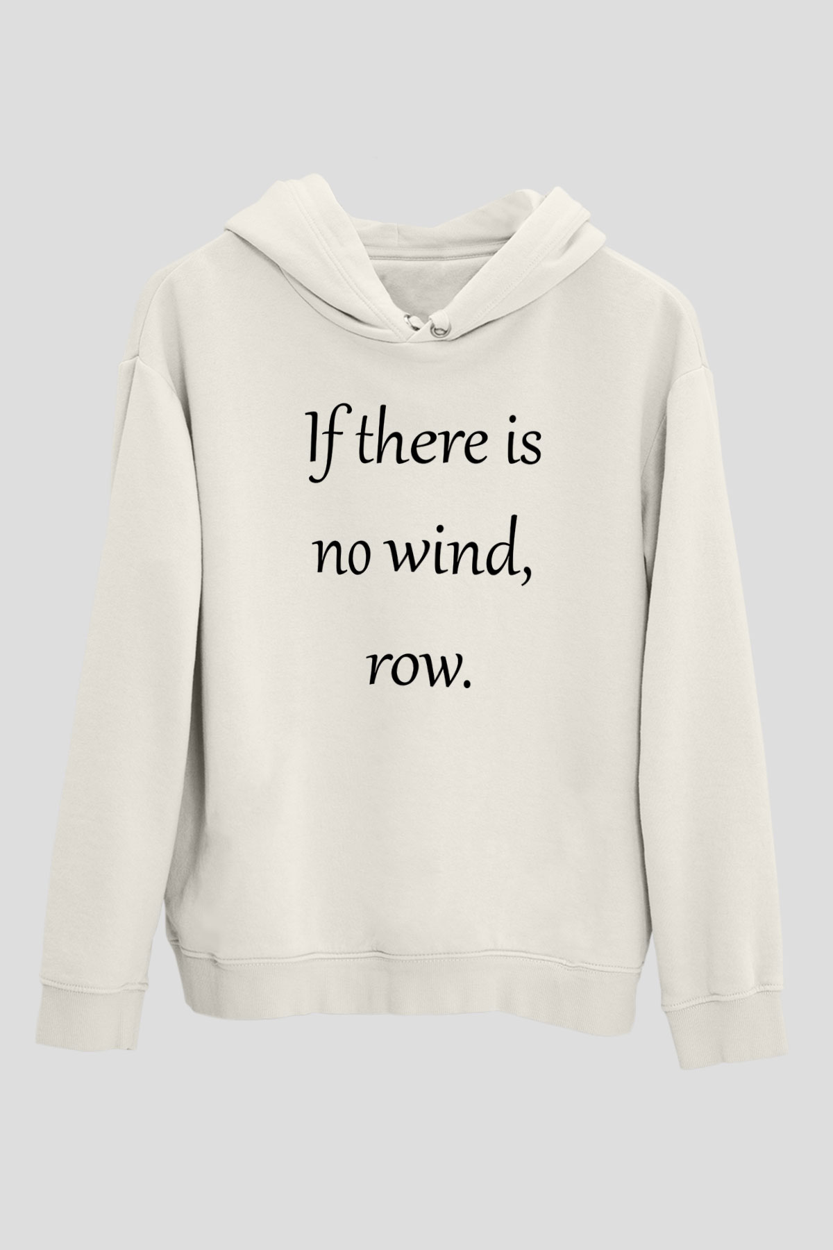 Kürek Baskılı Unisex Ekru Hoodie