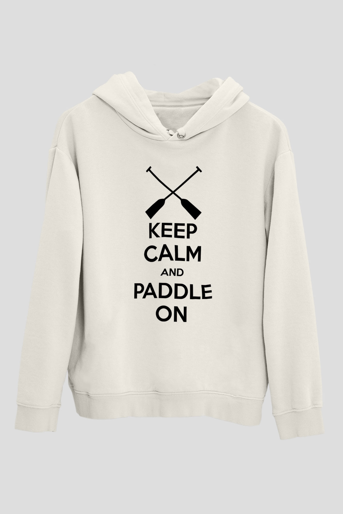 Kürek Baskılı Unisex Ekru Hoodie