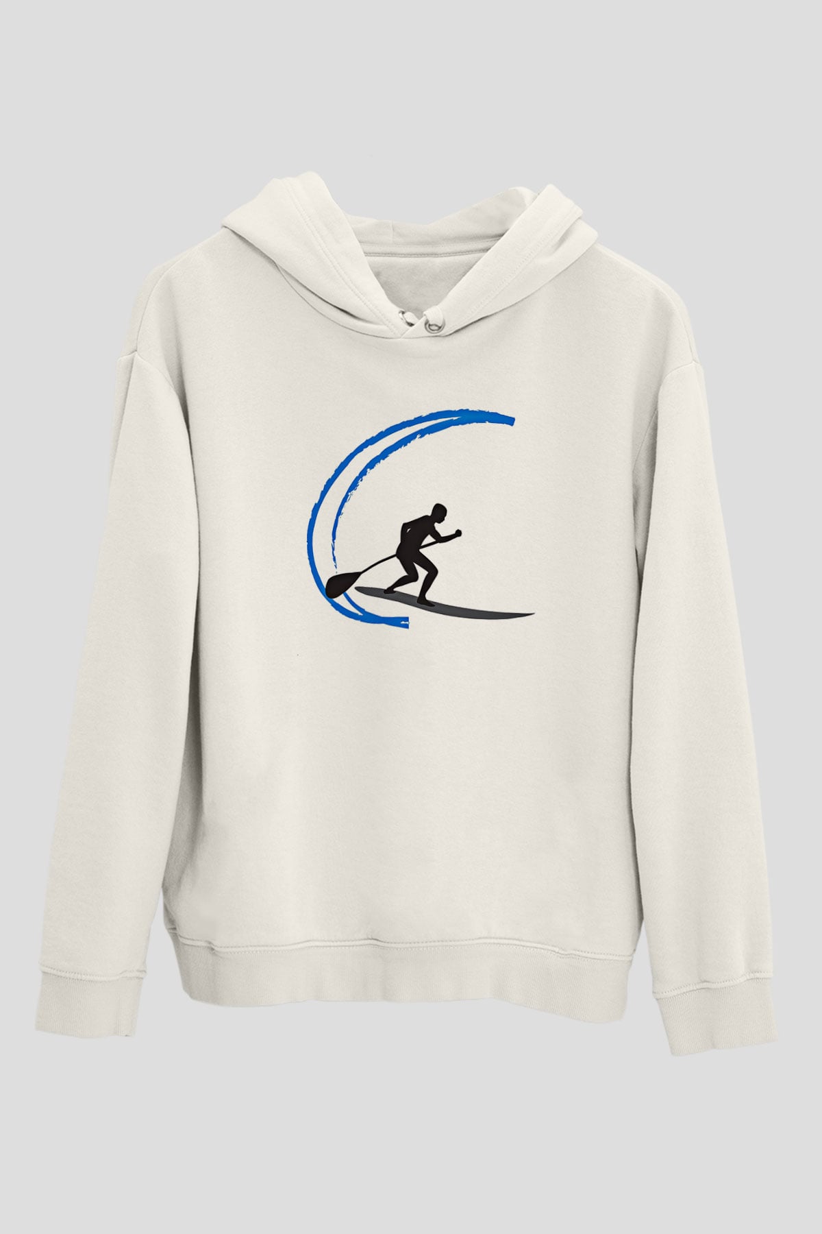Kürek Baskılı Unisex Ekru Hoodie
