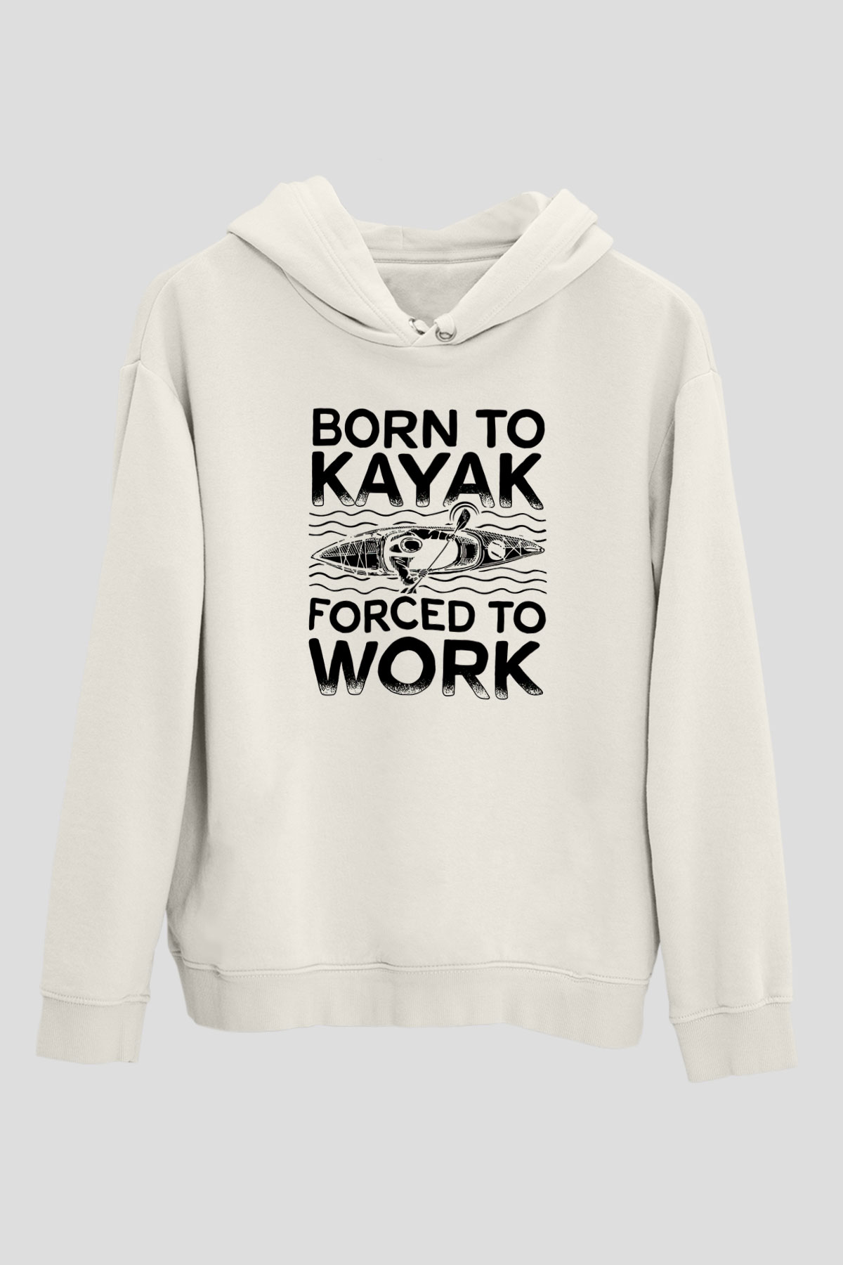 Kürek Baskılı Unisex Ekru Hoodie