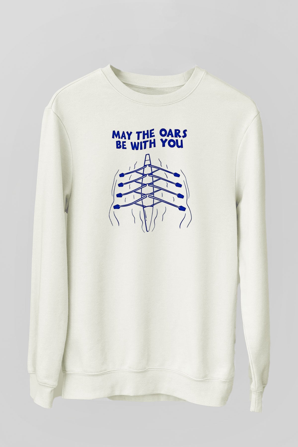 Kürek Baskılı Unisex Ekru Sweatshirt