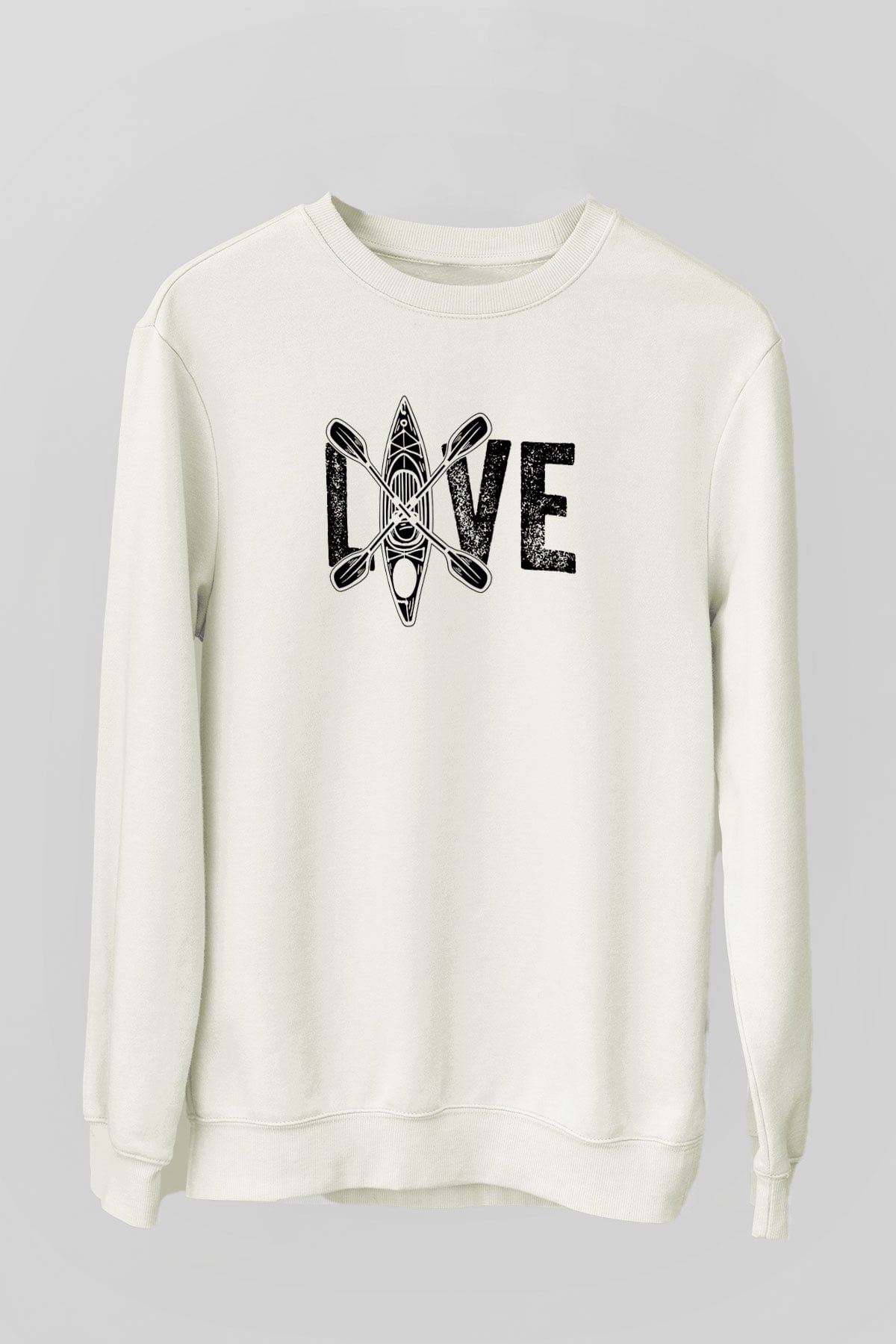 Kürek Baskılı Unisex Ekru Sweatshirt