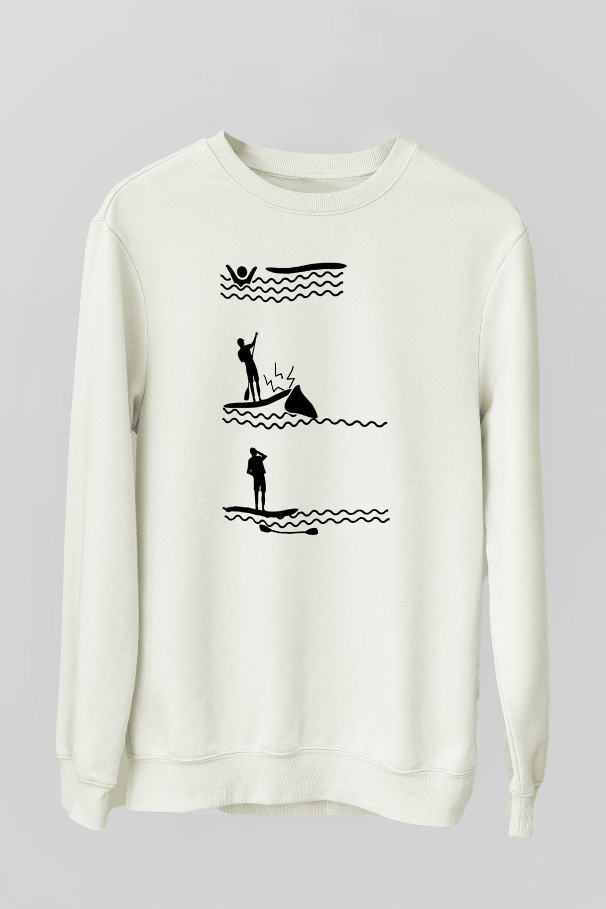 Kürek Baskılı Unisex Ekru Sweatshirt