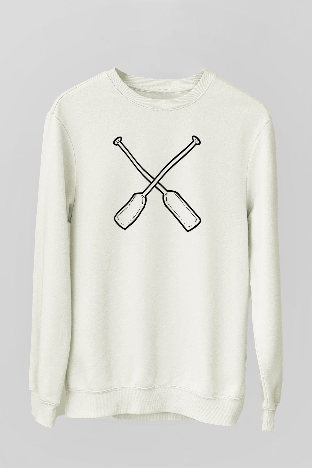 Kürek Baskılı Unisex Ekru Sweatshirt