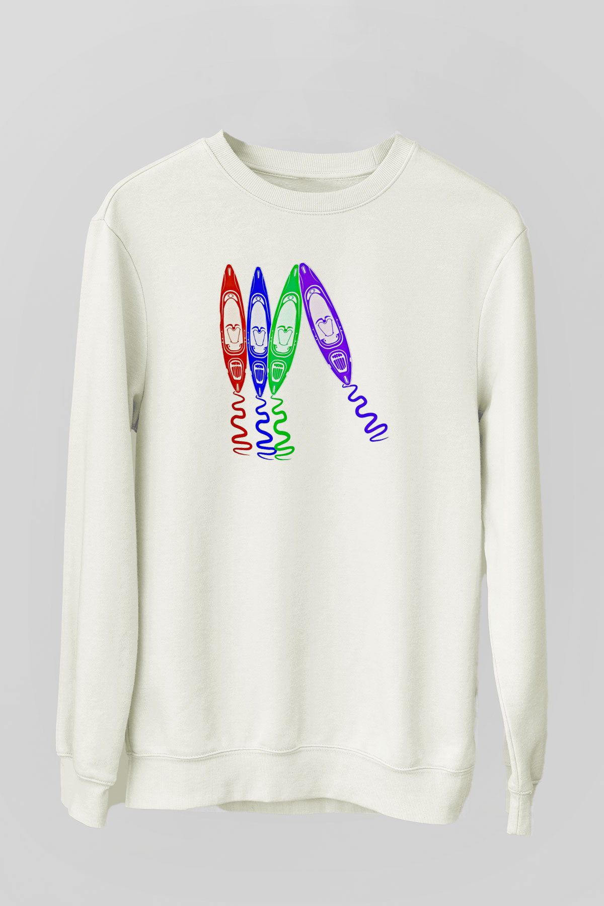 Kürek Baskılı Unisex Ekru Sweatshirt