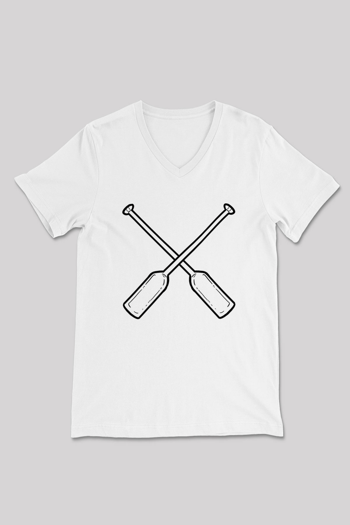 Kürek Baskılı Unisex V Yaka Tişört - Tshirt