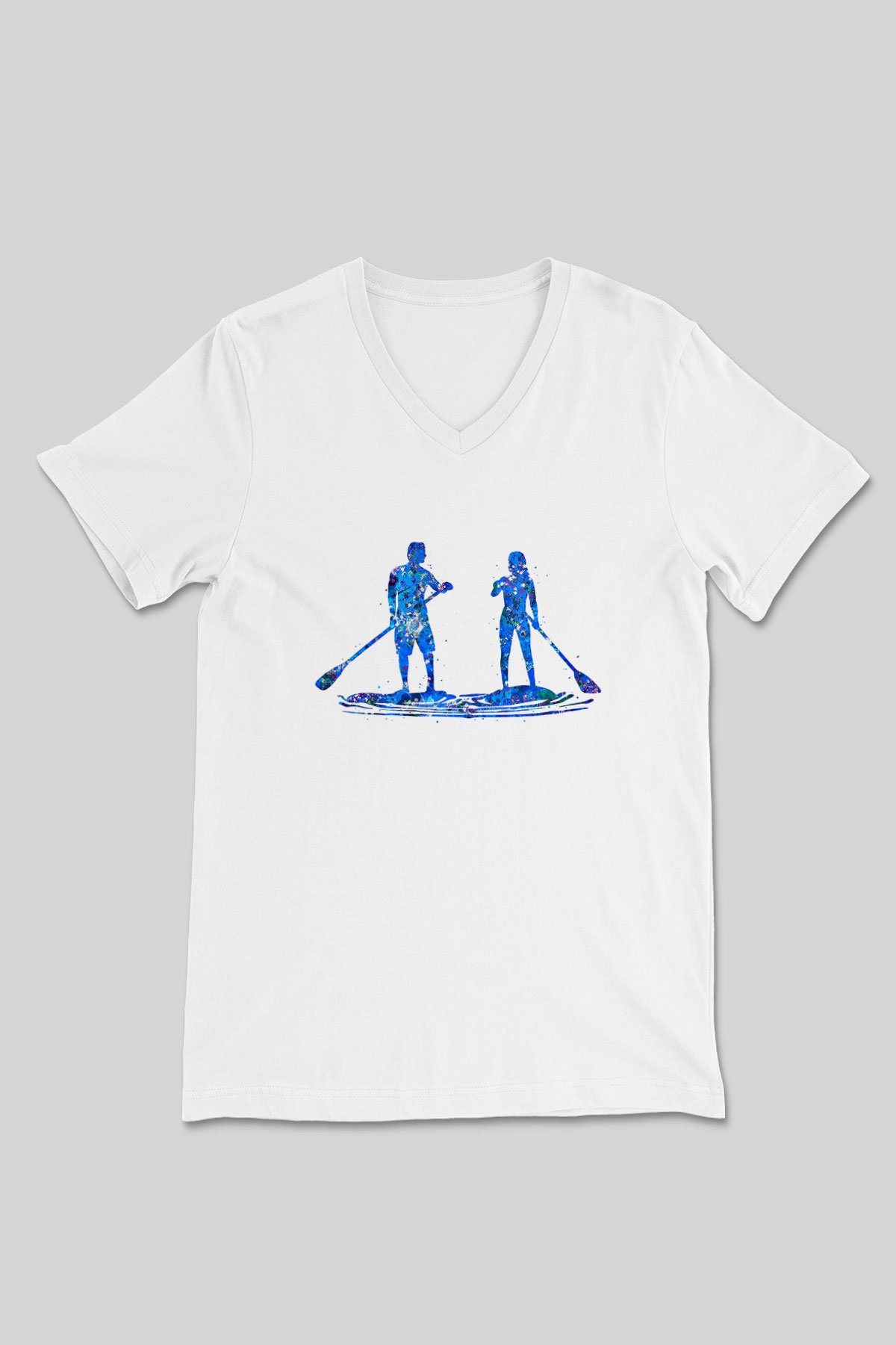 Kürek Baskılı Unisex V Yaka Tişört - Tshirt