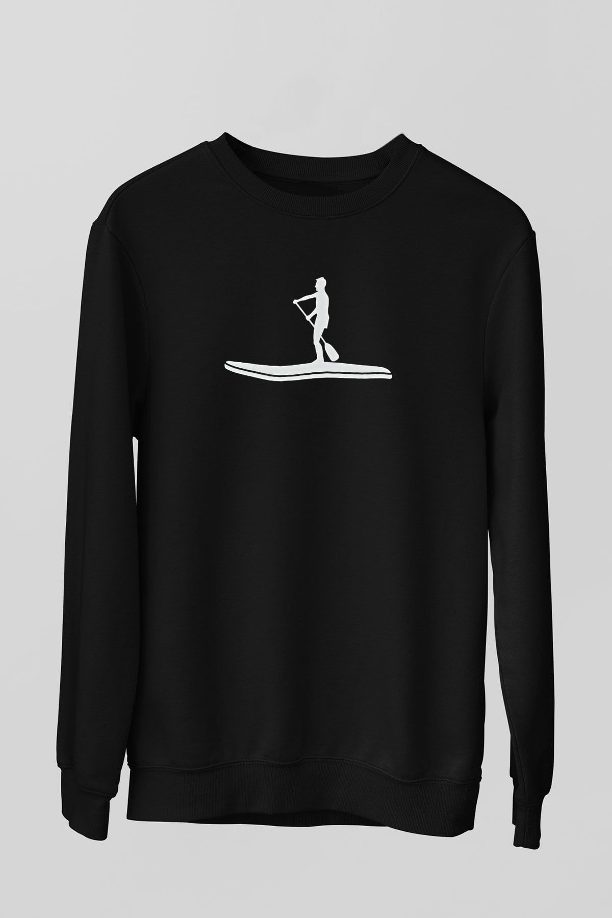 Kürek - Paddle Boarding Baskılı Unisex Siyah Sweatshirt