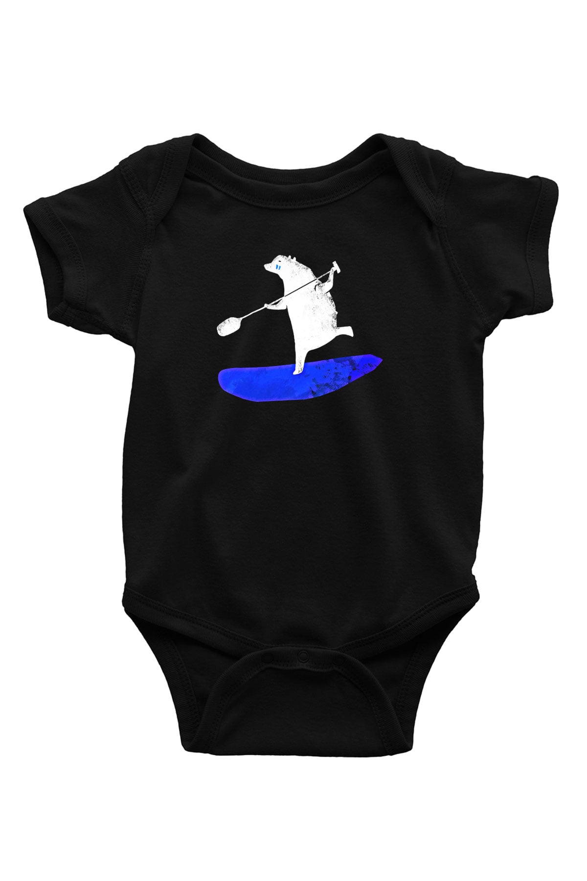 Kürek - Paddle Boarding Baskılı Unisex Siyah Bebek Body - Zıbın