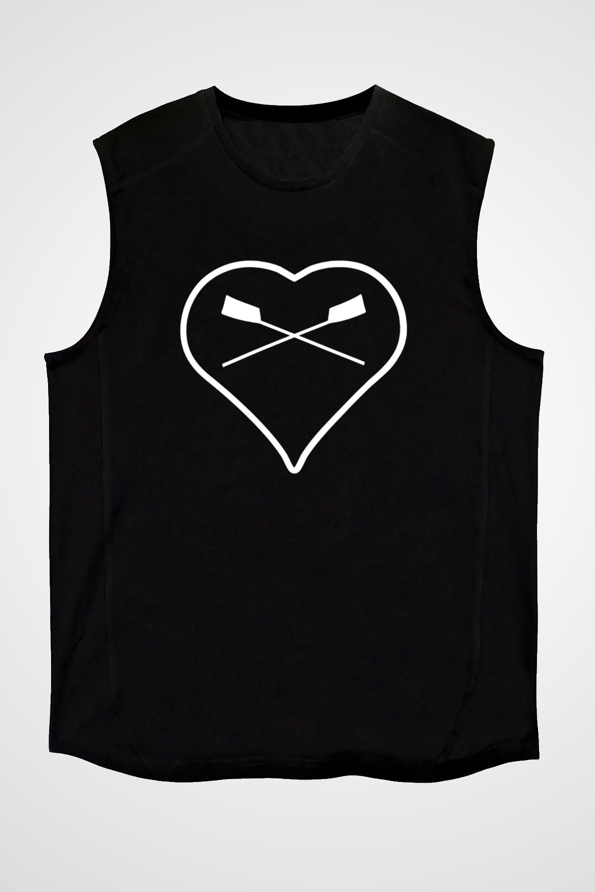 Kürek - Rowing Sport Baskılı Unisex Siyah Kolsuz Tişört